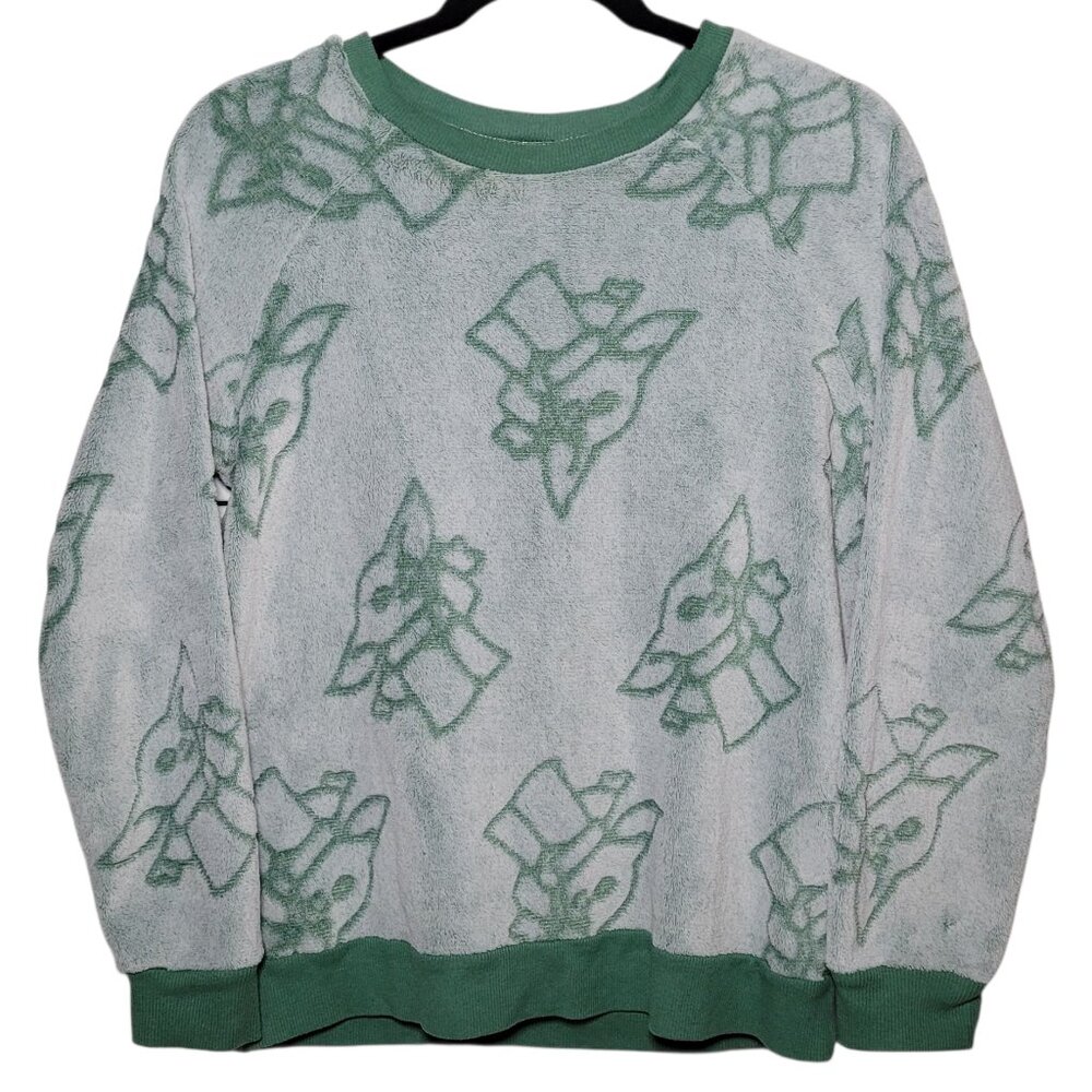 Star Wars Crewneck Sweatshirt Disney Baby Yoda Grogu Fuzzy Terry Loungewear Cozy